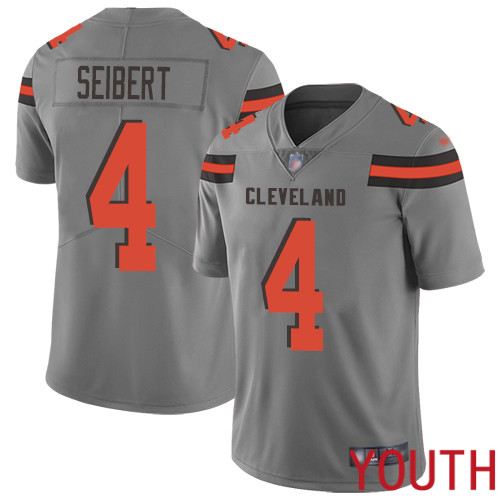 Cleveland Browns Austin Seibert Youth Gray Limited Jersey #4 NFL Football Inverted Legend->youth nfl jersey->Youth Jersey